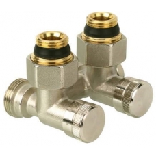 003L0282 | Запорно-присоединительный клапан RLV-K, угловой, с переходниками, с возм.опорож.,для ниж. присоед.,Ру10, Тмах-120С, G3/4A,G1/2A, Арт.003L0282